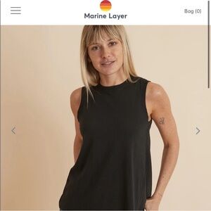 Marine Layer "Tara" Black Tulip Back Tank Top Gorpcore Minimalist Summer